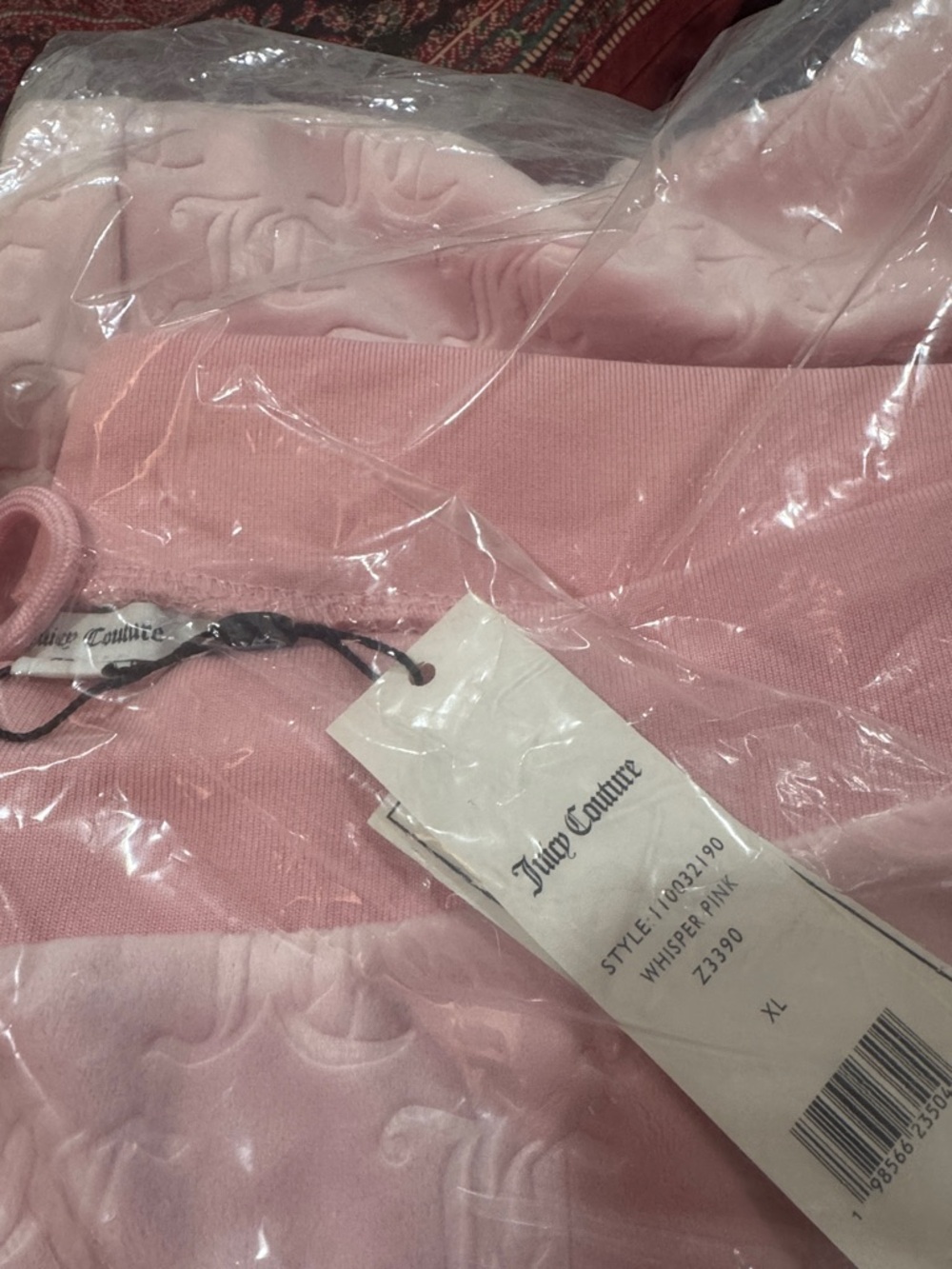 Juicy Couture Embossed “JC”Patterned Velour Track Pants/Size XL/NIB/SEALED! - Picture 11 of 16